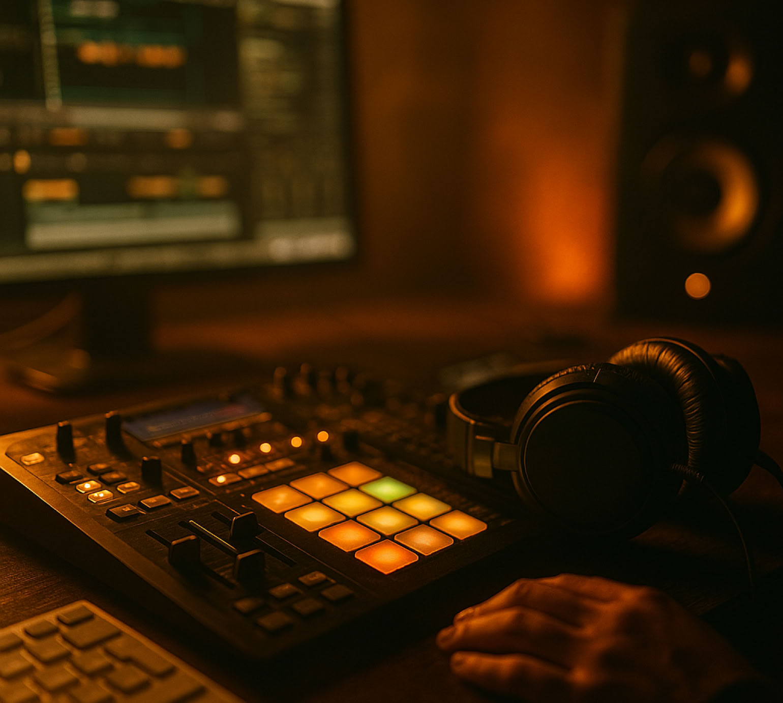 Silhouette eines Kameramanns, der ein Live-Konzert mit hellem B&uuml;hnenlicht filmt.